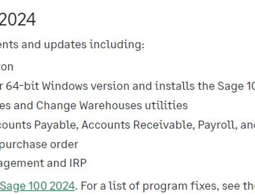 Sage 100 – What’s new in version 2024.