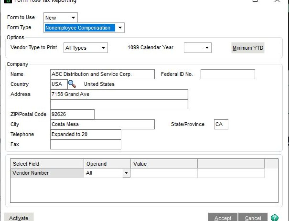 Sage 100 – Review of Printing 1099’s and 1096’s.