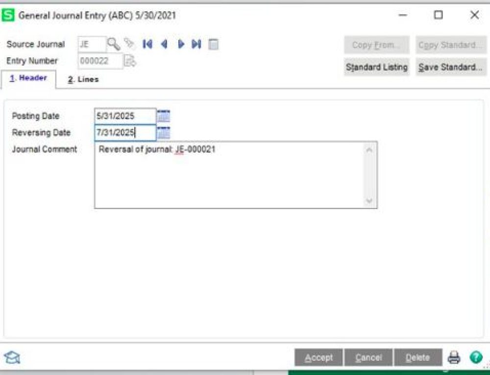 Sage 100 – How to change the date of a Journal Entry.